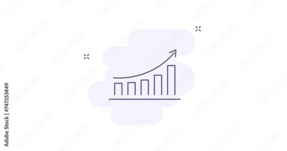Poster growth chart 2d animated outline icon. growth chart line icon 4k video motion design graphics for we