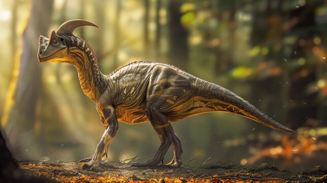 AI-generated majestic dinosaurs in a prehistoric landscape. Iguanodon. Vivid colors and details bring these ancient creatures to life. The concept of time when dinosaurs ruled the Earth.