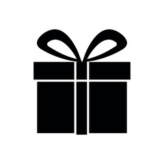 gift box vector icon, giftbox black filled illustration, present or bonus sign