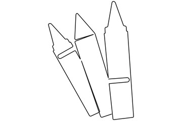 Art day continuous one line art drawing of colored wax outline vector