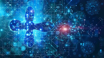 Abstract electronic circuit board with Futuristic medical interface with graphs and charts. Data for doctor technology modern medical concept
