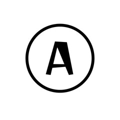 Alphabet A on white background