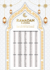 Ramadan Kareem Fasting and Prayer time Guide Iftar and Sehri Ramadan Calendar Design Template .