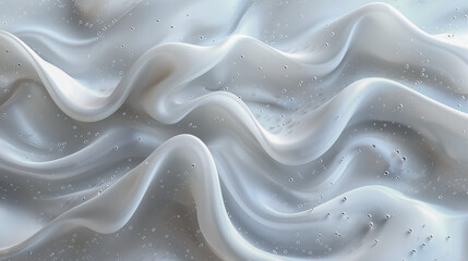 White satin fabric texture, Abstract background silk fabric flow wave line, A cloth dipped in water has air bubbles, cool cloth material, Background cover banner 16:9 wallpaper - obrazy, fototapety, plakaty