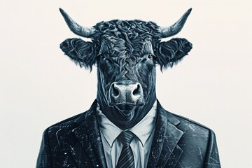 Bullhorn Business A Bold and Brassy Bull in a Suit Generative AI