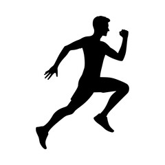 Fototapeta na wymiar Vector silhouette of a man running. Vector icon of a jogging man isolated on white background.