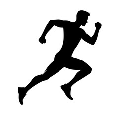Fototapeta na wymiar Vector silhouette of a man running. Vector icon of a jogging man isolated on white background.