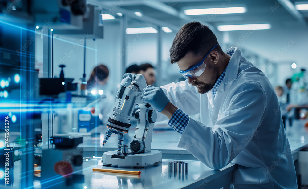 Aufkleber precision in progress: engineer leading advanced robotic arm assembly in high-tech development labor