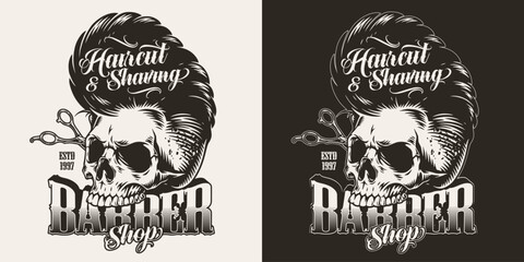 Fototapeta premium Barber shop monochrome vintage sticker