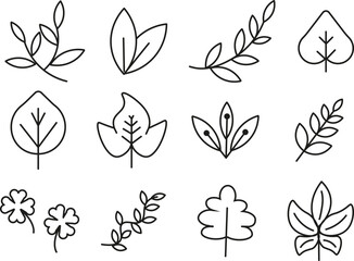 set of icons of leaves