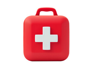 Obraz premium First aid kit with a white cross symbol, Basic patient care kit, first aid box, isolated on a white background, with clipping path