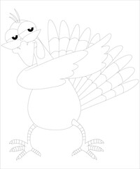 turkey Coloring page of for Thanksgiving Day greeting card. Freehand sketch drawing for adult coloring book with doodle . line draw line art 
