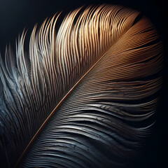 an isolated feather, with its intricate patterns and soft textures illuminated by gentle natural light, generative ai