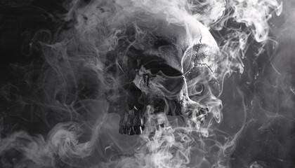 Skeleton Smoke A Grim Smoke-filled Skull for the Month of October Generative AI - obrazy, fototapety, plakaty