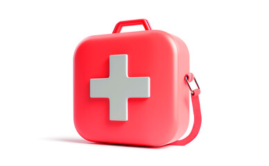 First aid kit with a white cross symbol, Basic patient care kit, first aid box, isolated on a white background, with clipping path