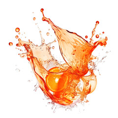 Aperol Spritz cocktail splash isolated on a transparent background, capturing dynamic orange beverage waves and refreshing summer drink droplets.