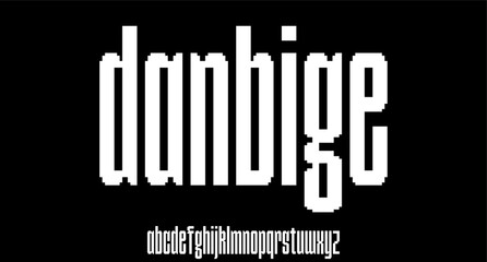 retro 8 bit style condense modern geometric font	
