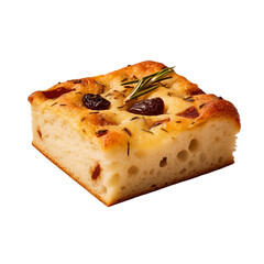 Focaccia On Isolated Transparent white Background.
