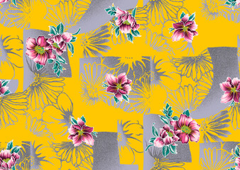 Beautiful digital textile seamless floral abstract all over patterns.