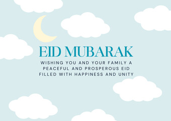 illustration of a card of eid mubarak, blessed eid day greetings banner