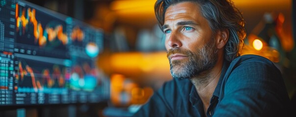 Businessman using laptop for analyzing data stock market