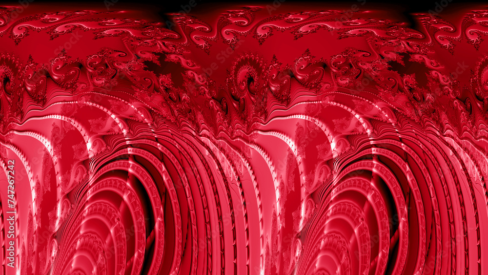 Poster scarlet and red coloured textured curved pattern and design