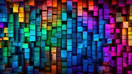 Abstract mosaic neon color background as wallpaper illustration