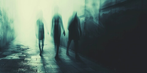Sinister Shadows: Dark Figures Lurking in the Shadows, Creating a Sense of Foreboding - obrazy, fototapety, plakaty