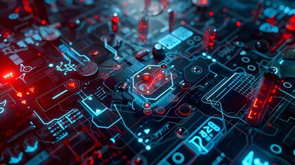 electronic circuit board with Futuristic medical illustration interface with graphs and charts. Data for doctor technology modern medical concept