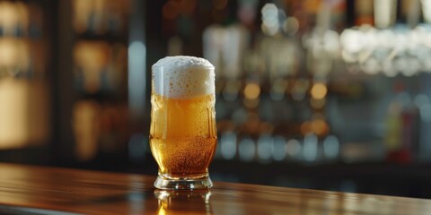 beer in a glass with foam Generative AI