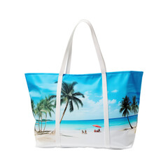 beach bag, with palm trees and sea