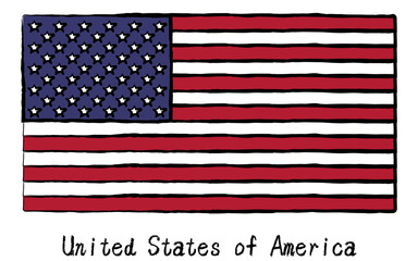 Analog hand-drawn world flag, United States of America