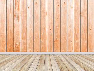 Wood bright orange planks wall and floor for background
