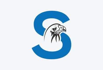 High quality illustration of a eagle head with latter R for logo and icons