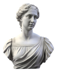 Obraz premium Marble bust of a Roman woman on a transparent background. An ancient sculpture of a young woman.