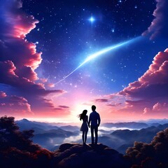 Couple on the top of mountain