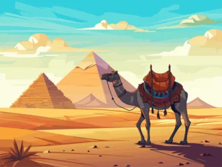 Foto op Plexiglas camel in the desert © Nadula