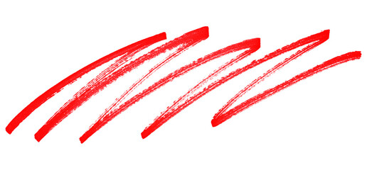 Red stroke brush isolated on transparent background.