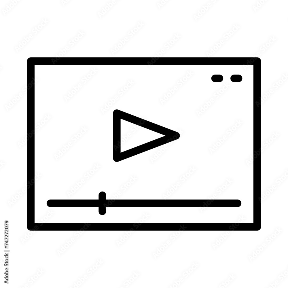 Poster video player outline vector icon isolated on white background. video player line icon for web, mobil