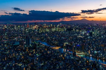 Foto op Canvas Tokyo city view from high tower © Feng