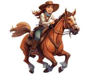 Obraz premium cowboy girl with whiter background