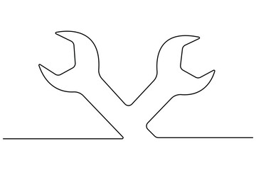 Labour day continuous one line art drawing repair use tool icon service center symbol 
