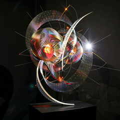Construct a futuristic abstract sculpture