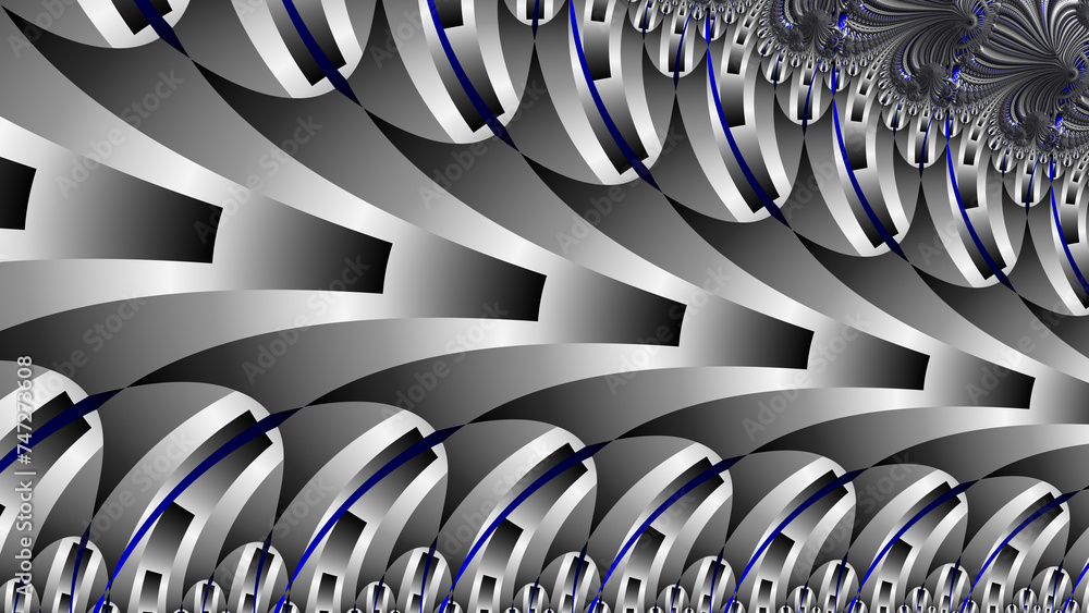 Aufkleber grey and white gradient similar shapes in wide format on a black background