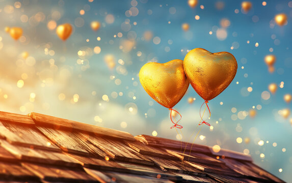Two red hearts on a stylish romantic background with a beautiful bokeh. Love, relationships, dating.