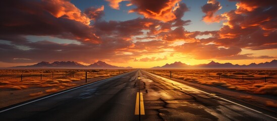 highway landscape against sunset - Powered by Adobe