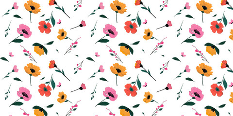 Seamless vector floral pattern with grass ornament. doodle