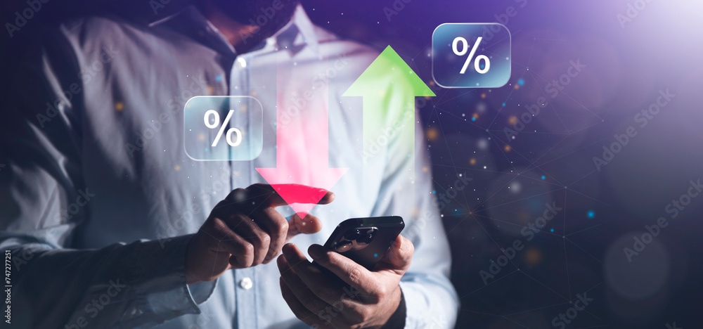Poster percentage icons and up and down arrow icons