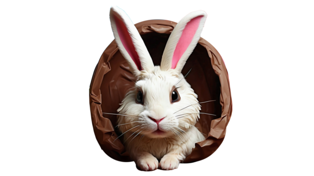 Easter Template Design with Rabbits and Chocolate Eggs, Space Text for Social Media