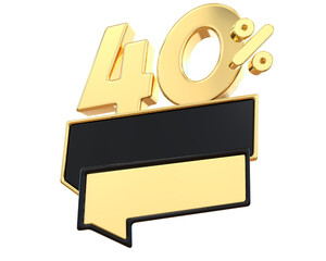 40 percentage Promotion Label Gold 3D 